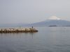 長井崎の堤防と富士山